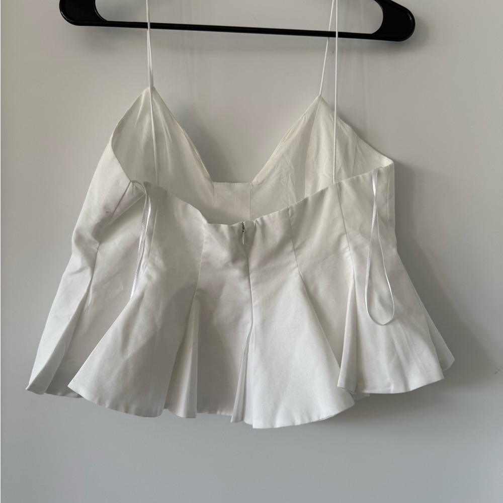 Zara White Peplum Cropped Tank Top - Picture 4 of 5
